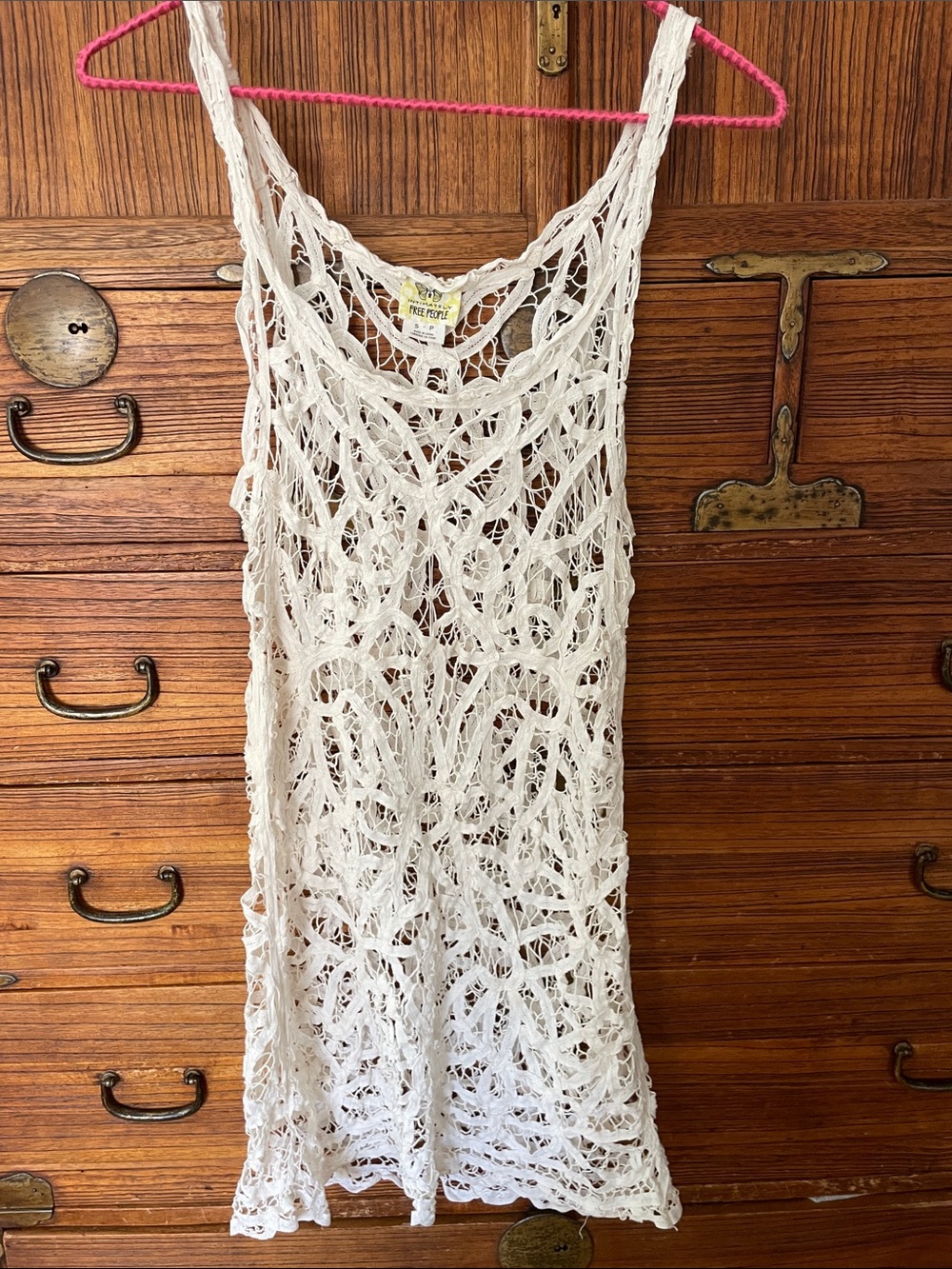Free people intimate white crochet lace tunic tank